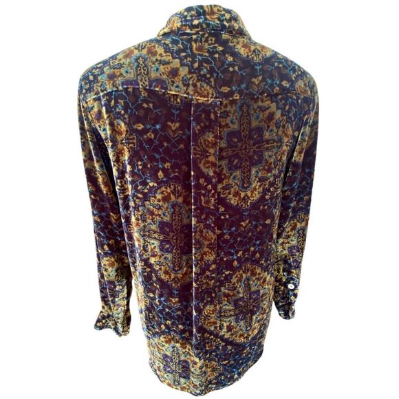 Chico’s Design Velvet/Velour Silk Blend Button Front Blouse Sz. S Whimsygoth Boh - Picture 5 of 7